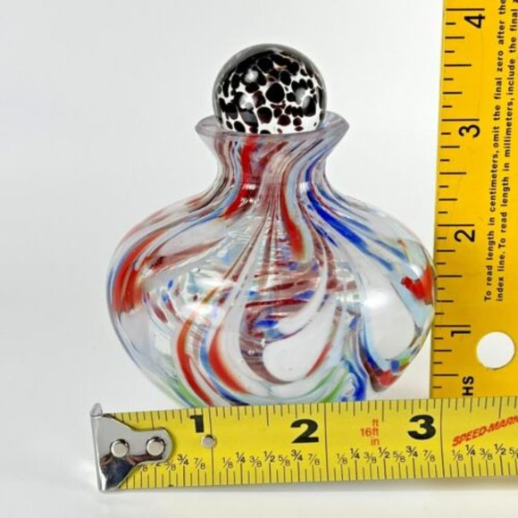 Perfume Vanity Bottle Multicolor Swirl End Of Day Glass Brown Clear Stopper - Picture 13 of 13